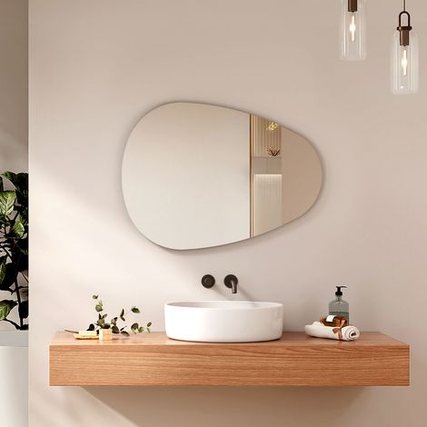 EMKE Water Drop Wall Mirror 45 x 60 cm Decorative Frameless Bathroom Mirror with Explosion-Proof Glass (1/5)