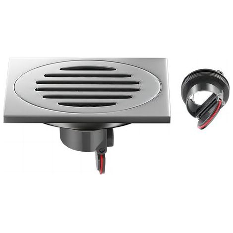 Drain de Douche Carré en Acier Inoxydable Drain de Plancher Anti-Odeur pour Salle de Bain, Carré 100 mm, Noir (1/5)