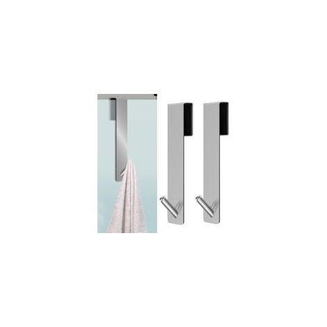 2 PCS Crochets de Porte de Douche,Accroche Serviette avec Couches en Mousse,crochets de porte pour cabine de douche paroi de douche en verre paroi de douche en verre(Argent) (1/5)