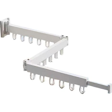 Étendoir à linge pliable et rétractable, fixation murale, pour intérieur et extérieur, 3 volets avec 18 anneaux en aluminium, A (1/5)