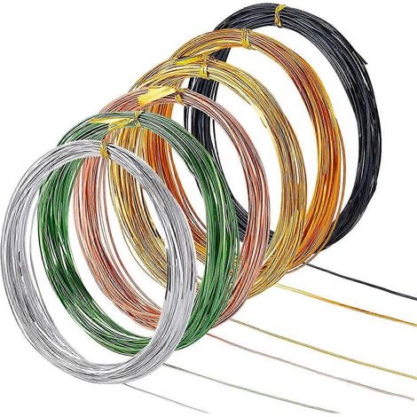 Fil plat en aluminium de 196 pieds, 6 couleurs, fil coloré de 0,5 x 1 mm (1/5)