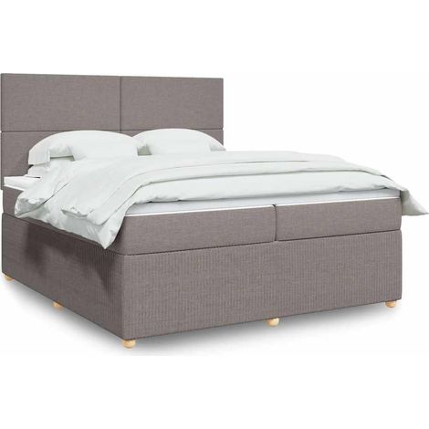 vidaXL Sommier à lattes de lit avec matelas Taupe 200x200 cm Tissu (1/5)