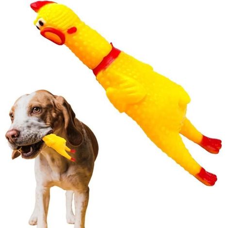 Jeu à croquer son poulet hurlant en caoutchouc souple incassable pour chiens avec – Squeeze (1/4)