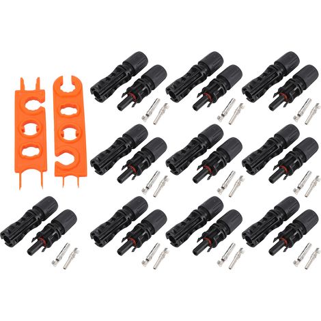 Connecteurs de câble PV 10 paires, mâle femelle panneau solaire, IP67 étanche, avec clé, 1500V 30A (1/5)