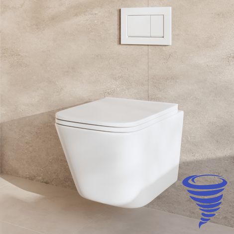 LOMAZOO Pack WC suspendu avec réservoir encastré carré blanc -