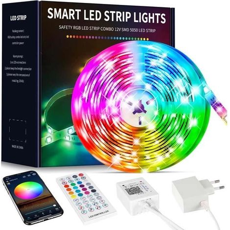 Ruban Led 10M - FOLAYA - Bande Led 5050 RGB - Décoration Maison Chambre - Télécommande 40 Touches (1/4)