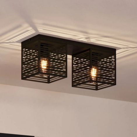 [NEUWERTIG] Eglo Deckenlampe Deckenleuchte Leuchte Piedritas Zwei Schwarze Quaderschirme B-Ware