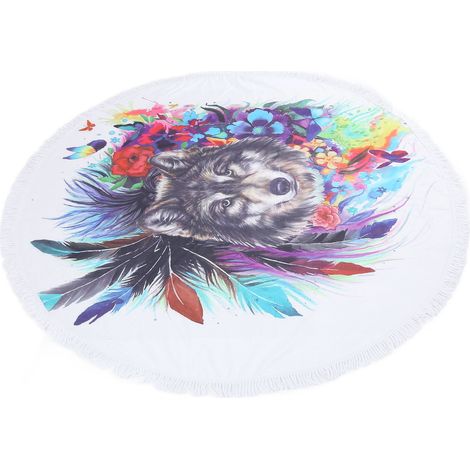 Serviette de plage ronde, couverture de plage circulaire à pompons, tapis de pique-nique surdimensionné pour enfants, n° 3 (1/5)