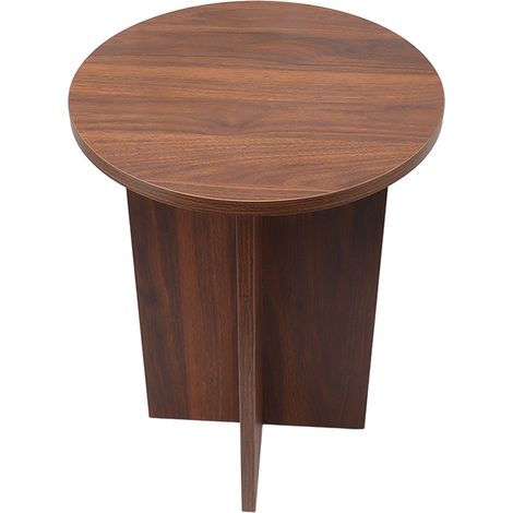 Petite table ronde en bois massif, table basse ou table à thé antique en bois couleur thé pour salon/chambre (1/5)
