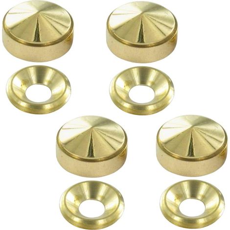 Set mit 4 vergoldeten Messing-Schraubenabdeckungen – 16 mm Rosette und Vertiefung – Zur Befestigung von Firmen- und Hausnummernschildern – Kompatibel mit 4–5 mm Schrauben (1/3)