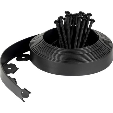 Bordure de Jardin en Plastique Flexible 10 mètres, Hauteur 5cm - avec 30 Piquets d'ancrage – Délimitation Pelouse, Allée, Parterre – Bordurette Extérieure Facile à Installer (1/5)