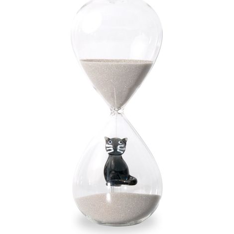 WD LifeStyle Clessidra in Vetro Borosilicato con Decoro interno Gatto Nero