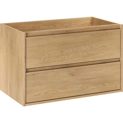 Waschtischunterschrank 80cm Edmé mit 2 Schubladen, Holzoptik (1/5)