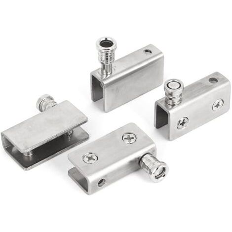 SABIR Charnière pour meuble, pince à charnière en verre en acier inoxydable, épaisseur 5mm-8mm, ton argent, 4 pièces (1/3)