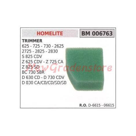 Filtro aria HOMELITE trimmer 625 725 730 2625 2725 2825 2830 006763