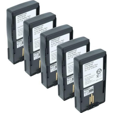 vhbw 5x Batterie remplacement pour Motorola NTN7394  NTN7394AR, NTN7394A, NTN7394B, NTN7394AS pour radio talkie-walkie (2100mAh, 7,2V, NiMH) (1/5)