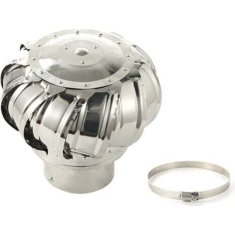 Estrattore di fumo rotante in acciaio inox alimentato a vento Cappello del camino da 110 mm Griglia di estrazione rotante Cappello del camino Estrattore di fumo rotante per stufa (1/4)