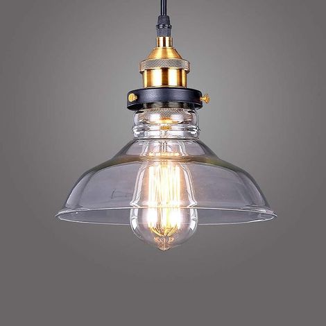 Suspension Luminaire Industrielle Intérieur Vintage Rétro E27 Edison Culot Abat-jour en Verre Plafonnier Eclairage pour Chambre Salon Cuisine Salle de Séjour Hôtel (1/5)