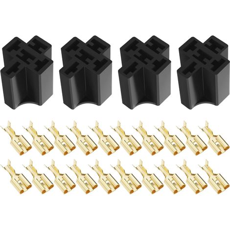 juegos de soportes para zócalos de relé de coche con terminales de 6,3 mm para relés de 4 y 5 pines, 10 A, 12 V/24 V, piezas de repuesto, conector de base para zócalo de relé automotriz. (1/4)