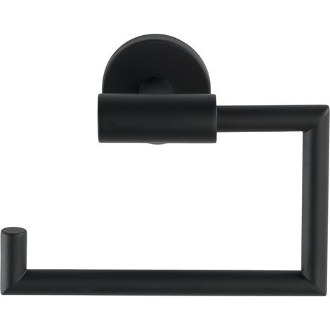 Porte-papier toilette noir mat en acier inoxydable – Design industriel – Fixation murale avec vis et chevilles – Système Power-Loc sans perçage (1/7)