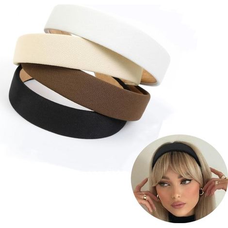 Diademas, diademas para mujeres y niñas, diadema ancha con nudo superior, antideslizante, diadema suave para mujeres y niñas, accesorios de moda para el cabello, paquete de 4 (1/5)