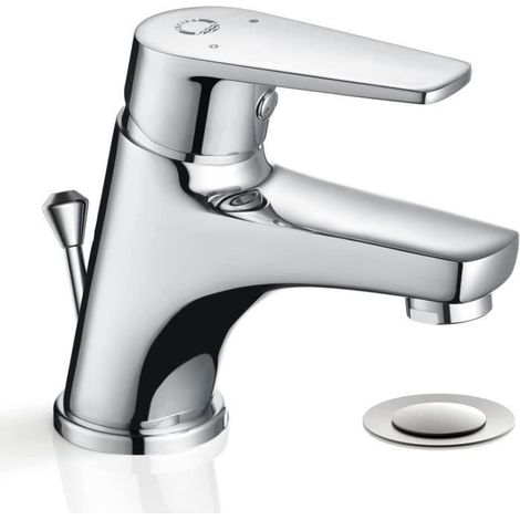 1 Mitigeur lavabo,Laiton,Chromé,Mitigeur eau chaude et froide,Salle de bain (1/4)