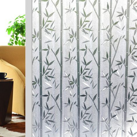 Fensterfolie, Sichtschutzfolie, Fensterfolie mit Bambusmuster, UV-Schutz-Sichtschutz, selbstklebende elektrostatische Fensterfolie, dekorative Fensterfolie für Zuhause und Büro, 45 x 200 cm (1/5)