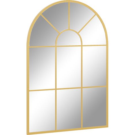 HOMCOM Specchio a Muro ad Arco Stile Moderno in Vetro e Metallo Oro