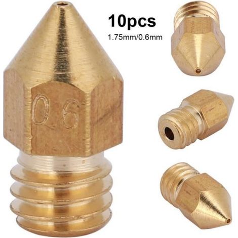 10pcs kit de buse d'extrudeuse en laiton MK8, kit de buse d'imprimante 3D pour imprimante 3D Makerbot Creality cr-10, MK8 Makerbot (1/4)