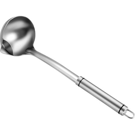Schiumarola in acciaio inox 304 - Mestolo per grasso - Cucchiaio per zuppa - Separatore di grasso - Mestolo per olio - Utensile da cucina - Per uso in ristorante - Argento (1/5)