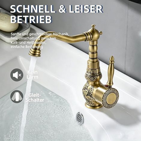 Version D robinet laiton vintage – Bec articulé, style rétro – Également compatible avec évier