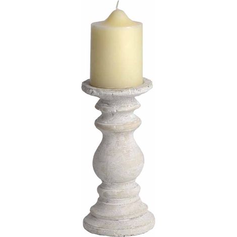 Small Candle Holder - Stone - L10 x W10 x H20 cm - Cream