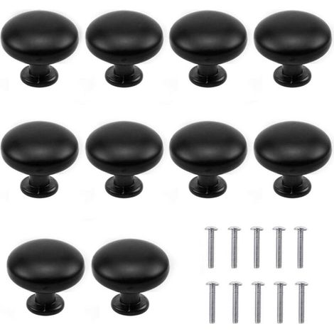 10 Stück Schwarzer Schubladen-Türgriff, 30mm Möbelknopf, Einzelne Runde Schubladenknöpfe, Türknöpfe, Möbelgriffe für Schrank Küchenschrank, Kinderzimmer (1/5)