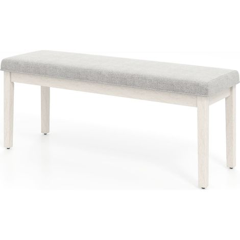 COSTWAY Upholstered Dining Bench Modern Linen Padded Shoe Bench-Light Grey (1/5)