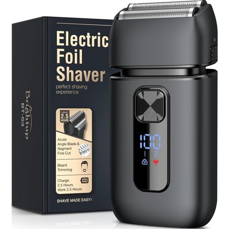 Rasoir Electrique Homme, Rasoir À Grille avec Tondeuse Rétractable  150 Min D'autonomie, Etanche et Sans Fil, Charge Rapide USB-C, Lames Flexibles Pour Raser Doucement Visage et Barbe, Noir (1/5)