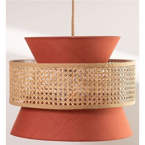 Suspension Tissu Design Élégant et Classique Orange D30 x H22CM (1/5)