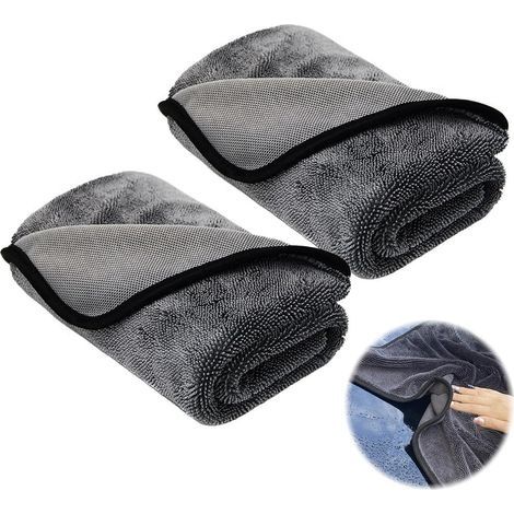 2 Pièces Chiffon Microfibre Voiture, Chiffon Magique, Chiffon Magique Banoho Douche, Chiffon de Nettoyage épaissi, Super Absorbant, pour Voitures et Motos, Nettoyage Domestique, 40x40c (1/5)