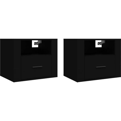 Set di 2 comodini da parete con cassetto 50 x 36 x 40 cm in legno ingegnerizzato nero DEC036103