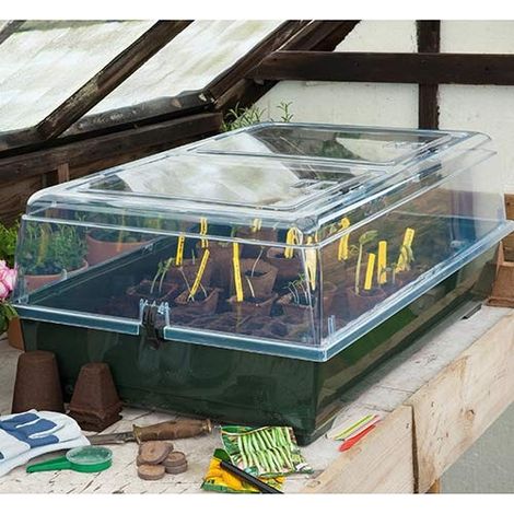 Nature – Mini serre de culture H21 cm – Longueur 55 cm – Largeur 31 cm – Couvercle transparent avec 2 aérateurs – Pour semis et bouturage