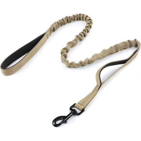 rabbitgoo Laisse Chien Laisse pour Chien Élastique Militaire Laisse Corde Laisse Réfléchissante avec 2 Poignées de Contrôle Marron