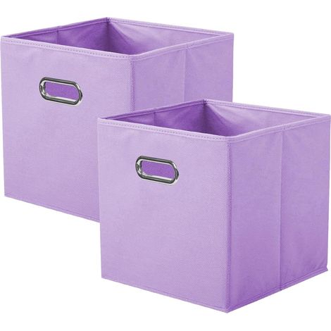 Set mit 2 faltbaren Aufbewahrungsboxen aus Stoff mit Metallgriffen für Kleiderschrank und Spielzeug, Lavendel (1/5)