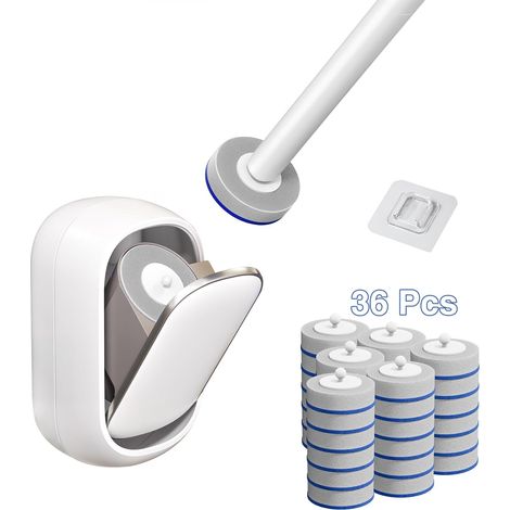 Brosse de toilette, jetable, en éponge, avec 36 recharges d'éponge, pour nettoyage de salle de bain, lavabo, baignoire (1/5)