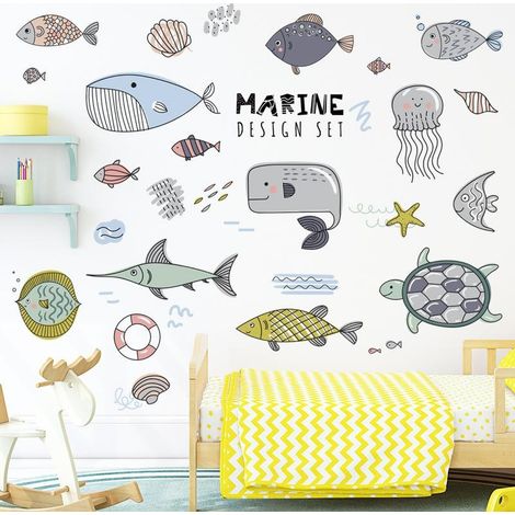 Sticker mural poisson de dessin animé pour décoration intérieure et murale (1/5)