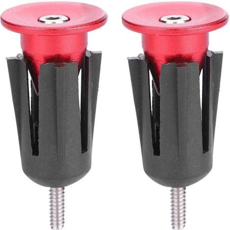 1 Paire Bouchon de Guidon,Alliage d'Aluminium,Vis Inox,Rouge,Vélo VTT Route (1/5)