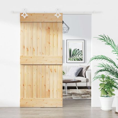 Puerta corredera con herrajes madera maciza de pino 90x210 cm vidaXL (1/5)