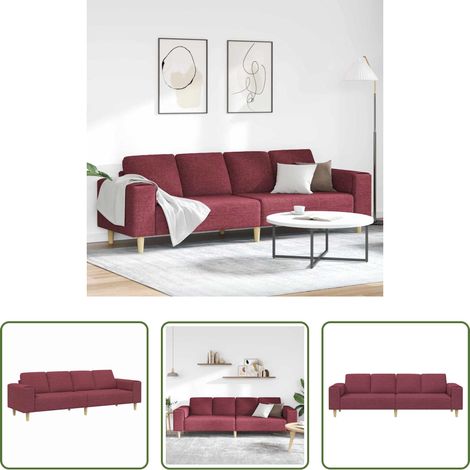 vidaXL Sofá de sala Rojo vino 250 x 77 x 76 cm Poliéster (1/5)