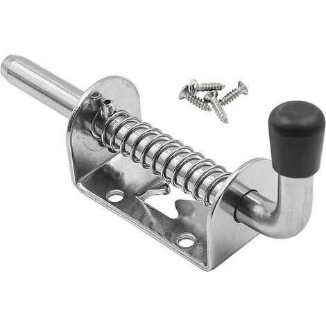 Goupille de loquet à ressort Loquet Porte en acier Inoxydable, Verrou à Ressort de Portail Loquet de Porte Boulon Verrouillage pour Grange Garage Intérieur abri de Jardin Armoire 128mm argenté (1/5)