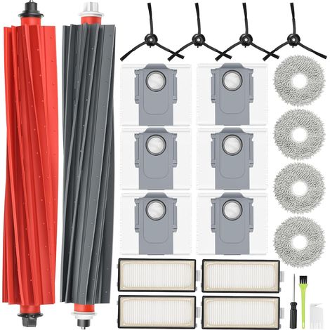 20 Pièces - Kit Accessoires Aspirateur Robot - Brosses Principales - Filtres Hepa - Sacs Poussière - Chiffons Nettoyage - Pour Roborock Qrevo Master Slim - Multicolore (1/5)