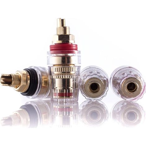 Lot de 4 bornes audio plaquées or 24 carats pour haut-parleur, fiches banane, à souder, 4 mm