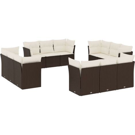 Maison Exclusive - 12-tlg. Garten-Sofagarnitur mit Kissen Braun P